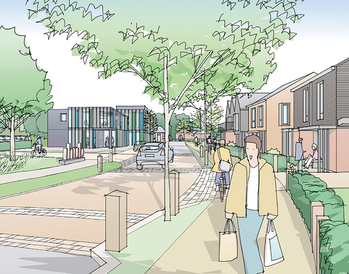 Illustrative view of Crow Drive towards the Innovation and Education Hub